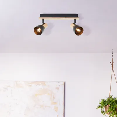 Produktbild von BRILLIANT Daintree Spotbalken 2-flammig holz/schwarz