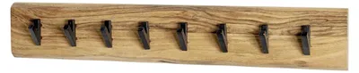 Wandkapstok Akazie massiv, 8 Haken, schwarz, 90x15x9 cm