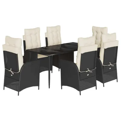 Obrázok produktu pre vidaXL 7-dielny záhradný jedálenský set s vankúšmi Black Poly Rattan