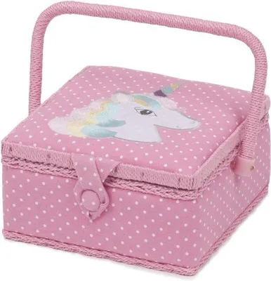 Productafbeelding van Famanu naaidoos met accessoirelade en naaidoosje - Eenhoorn - 20 x 20 x 11 cm