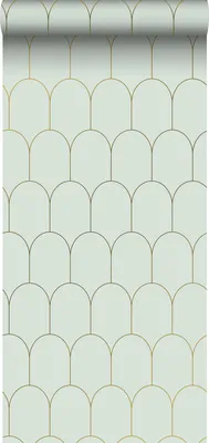 Obrázek produktu pro ESTAhome tapeta Art Decó vzor mátově zelená a zlatá - 139202 - 0,53 x 10,05 m