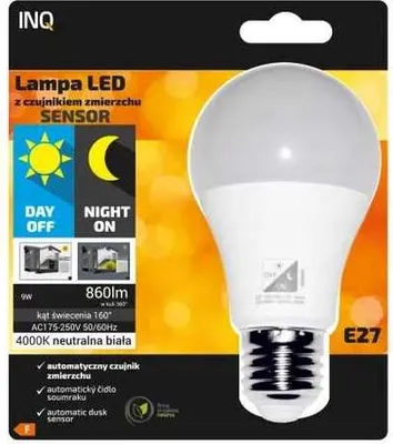 Produktbild von Led Lampe E27 9W 4000K 860lm mit Dämmerungssensor