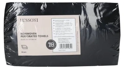 Productafbeelding van LUSSONI, 50 stuks, niet-geweven, geperforeerde papieren handdoeken, wegwerphanddoeken, zwart, 70 cm x 40 cm