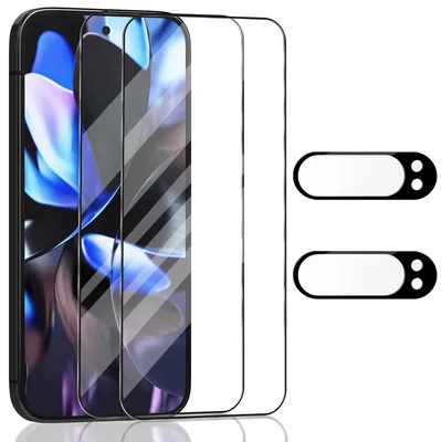 Produktbild von 2-Pack Google Pixerl 9 Pro 5G Displayschutzfolie & 2-Pack Kameraschutz - Gehärtetes Glas 9H - Super Qualität 3D