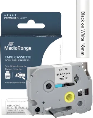 Produktbild von MediaRange Schriftbandka. Brother TZ-241/Tze-241 18mm, 8m sw