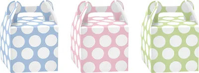Produktbild von 6 Geschenkboxen Pastell, rosa/blau/grün, gepunktet