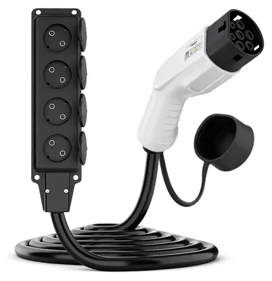 Produktbild von Type2 / 4x Schuko V2L Adapter zum Laden von Elektroautos AK-SC-E27 Buchse – Buchse 16A 3m