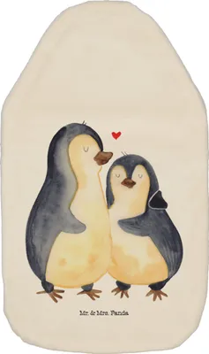 Produktbild von Mr. & Mrs. Panda Wärmflasche Pinguin umarmen - Weiß - Geschenk, Bettflasche, Umarmung, mit Bezug, Hochzeitsgeschenk, Wärmekissen, Wärmflaschen, Verliebt, wärmebeutel
