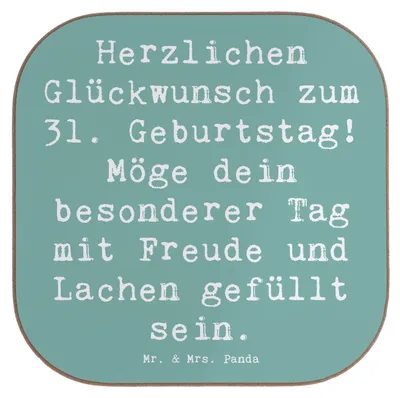 Produktbild von Mr. & Mrs. Panda Tischschoner Spruch 31. Geburtstag - Meeresbrise - Geschenk, gläseruntersetzer, Leben feiern, Lebensfreude, bieruntersetzer, handgefertigte Geschenke