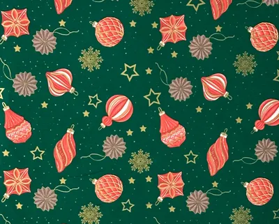 Produktbild von Geschenkpapier mit Weihnachtskugeln 70cm x 2m Rolle Grün / Rot / Gold