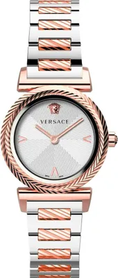 Produktbild von Versace VERE02420 V-Motiv weiss silber roségold Edelstahl Armband Uhr Damen NEU
