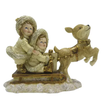 Zdjęcie produktu dla Figurka Clayre & Eef Dzieci 12 cm Polyresin w kolorze złotym