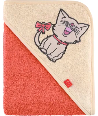 Immagine prodotto di Asciugamano con cappuccio Be Mammy in cotone per neonati 100 cm x 100 cm BE20-240-BBL (Arancione - Gatto, 100 cm x 100 cm)