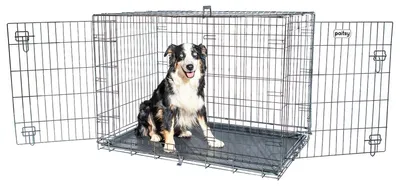 Faltbare Hundebox, 107x71x77 cm, 2 Türen, herausnehmbare Wanne