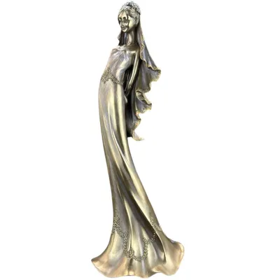 Zdjęcie produktu dla Figurka panny młodej z bukietem róż – statuetka ślubna w stylu Veronese'a – dekoracyjna rzeźba panny młodej – pomysł na prezent ślubny – WU73408A4