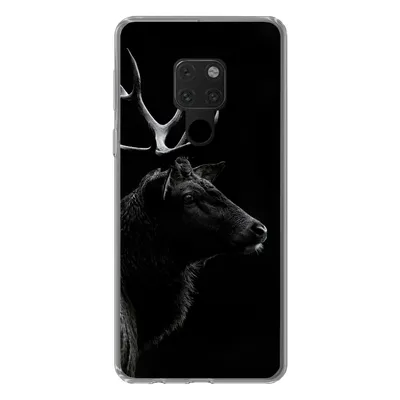 Produktbild von MuchoWow® Handyhülle Schutzhülle Hülle für Huawei P40 Lite Hirsch - Schwarz - Porträt - Geweih - Tiere Silikon Softcase Handy Hülle - Handy