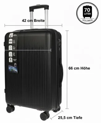 Produktbild von Großer L Koffer Herren Damen Volumen 70 Liter Reisekoffer Hartschalenkoffer Reisen Zahlenschloss Grau