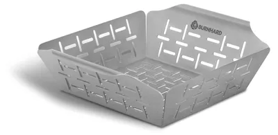 Produktbild von BURNHARD® Edelstahl-Grillkorb 19 x 19 x 5,5 cm, Gemüsekorb für Fisch