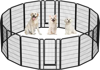 Imagen del producto de Jaula para cachorros, con 16 paneles, 120 cm de altura, fabricada en metal, con 2 puertas