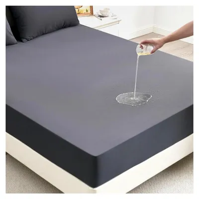 Produktbild von Wasserdichter Matratzenschoner 90x200cm, Spannbettlaken, Atmungsaktive Matratzenauflage für Matratzen bis 30cm, Waschbare Inkontinenzunterlage, Nässeschutz Bettlaken-Anthrazit