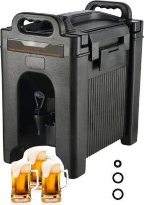 Image de Distributeur de boissons chaudes et froides - Distributeur de boissons 9,5 L, LDPE - Fontaine d'eau chaude et froide - Grand distributeur de boissons avec tenons pour café, lait froid, eau, jus de fruits, etc. - Verseuse isolante 1-2 personnes