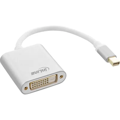 Image de InLine® Mini DisplayPort vers DVI Adaptateur aluminium, blanc, 0,15m