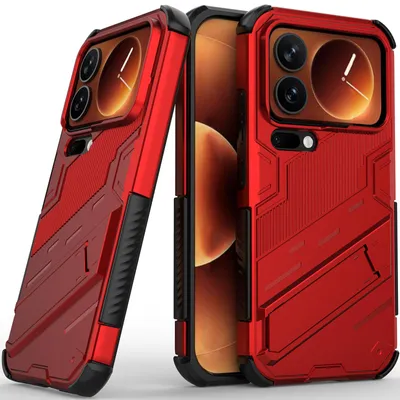 Produktbild von Armor Hülle für Xiaomi 17 Pro Hybrid PC TPU Bumper Stoßfestes Schutzhülle mit Standfunktion Rot