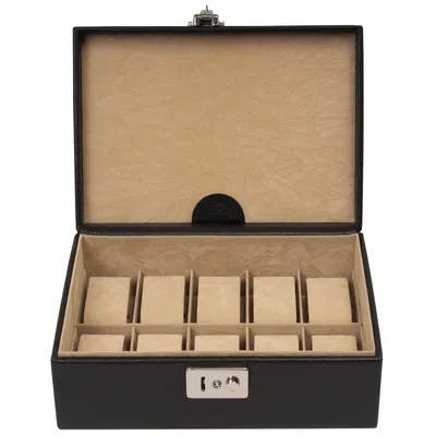 Produktbild von Windrose 8038598 Damen Uhrenkassette Uhrenkoffer Beluga Leder Schwarz