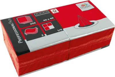 Produktbild von 250 Stück Zelltuch-Servietten, 3-lagig, 1/4 Falz, 40x40cm, rot