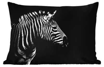 Produktbild von MuchoWow® Outdoor Kissen - Zebra - Schwarz - Weiß - Porträt - Tiere - 50x30 cm - Wetterfest - Lounge Kissen - Sofa kissen - Wohnzimmer Dekoration