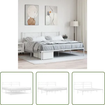 Produktbild von The Living Store Bettgestell mit Kopfteil Metall Weiß 180x200 cm