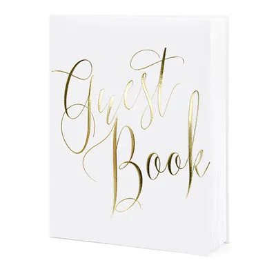 Produktbild von PartyDeco Gästebuch, Gold, Weiß, 22 Blätter, 200 mm, 245 mm, 210 mm, 250 mm