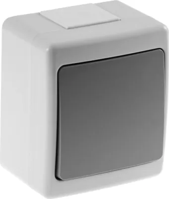 Produktbild von Einzel Aufputzschalter IP44 16A/250V Schuko Aufputz Feuchtraum Steckdose Grau
