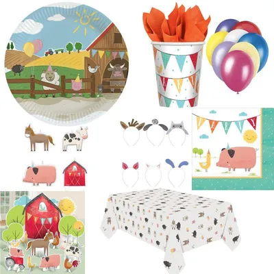 Produktbild von Bauernhof Party Set Kinder Geburtstagsdeko Kindergeburtstag Deko Tiere