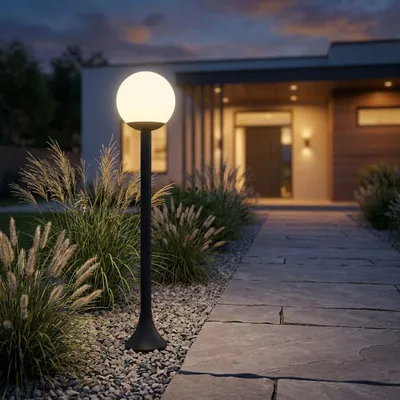 Produktbild von LED Stehleuchte, Aluminium, Schwarz, IP44, E27, Warmweiß, H 97 cm