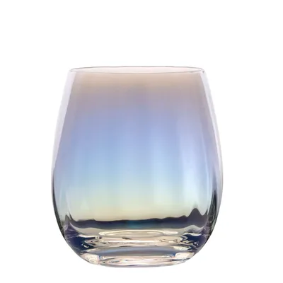 Produktbild von Intirilife Trinkglas mit Regenbogen Schimmer und Wellenform - 380 ml Füllmenge - Wasser Saft Glas Spülmaschinenfest Kristallglas stoßfest