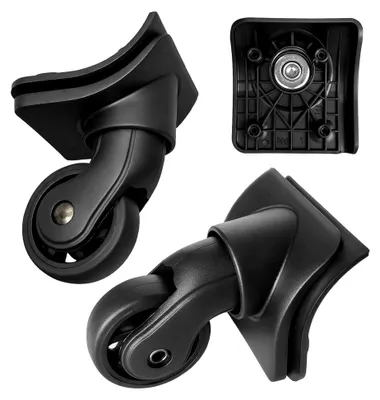 Produktbild von 2 Ersatzräder für Gepäckrollen zur Reparatur von Koffern, 360° drehbar, mit 4 Befestigungslöchern