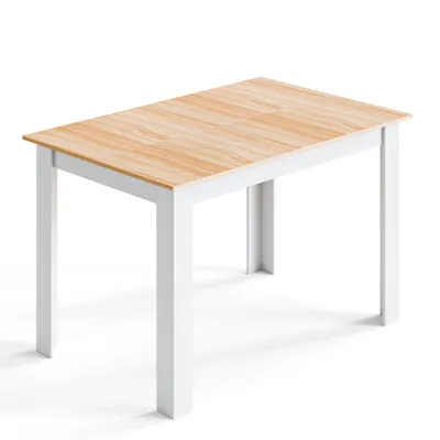 Image de Table à manger Mondeer, 120 x 80 x 75 cm, chêne et blanc