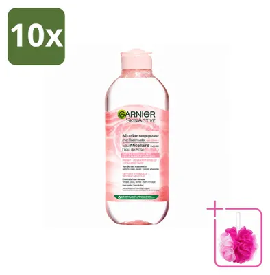 Productafbeelding van 10 x Garnier SkinActive Micellaire Reinigingswater met rozenwater, 400 ml - Voordelige verpakking - 10 stuks