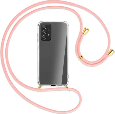 Produktbild von Handykette Backcover-Schutzhülle mit Band (Metall goldfarben) für Samsung Galaxy A72 - rosa
