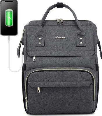 Obrázek produktu pro Uniqoos® Dámský batoh na notebook – voděodolná taška pro práci i školu s polstrovanou přihrádkou na notebook o velikosti 14 palců, USB nabíjecím portem, bezpečnostní kapsou, tmavě šedá barva