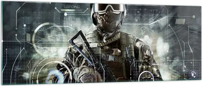 Produktbild von Bilder auf glas - Soldat Gewehr - 140x50cm - Glasbilder - Wandbilder - Kunstdruck - zum Aufhängen bereit - Wanddekoration aus Glas - Glas Bilder - Wandbild auf Glas - Einteilig - GAB140x50-4071