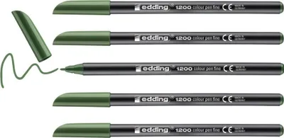 Obrázek produktu pro edding 1200 pera s vláknovým hrotem jemná 1 mm olivově zelená 5 fixů