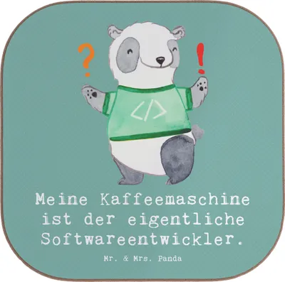 Produktbild von Mr. & Mrs. Panda Untersetzer für Gläser Softwareentwickler Held - Meeresbrise - Geschenk, Berufsleben, Programmierer, Berufsalltag, Coaster, personalisierte Geschenke, IT