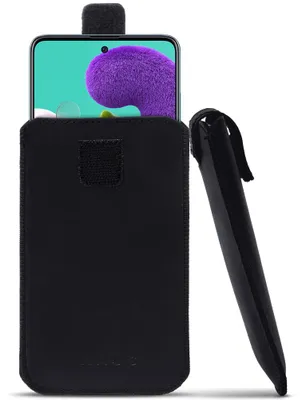Produktbild von Schutzhülle für Samsung Galaxy A51 Handy Leder Tasche Hülle Schwarz Pull Tab