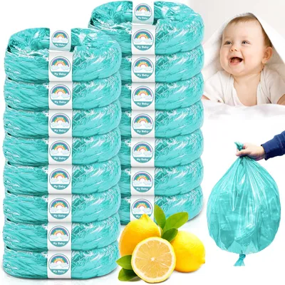 Immagine prodotto di MKAKYES, 15 pezzi di ricariche per contenitori per pannolini, 4,5 metri di pellicola per ricarica, contenitori per pannolini, con sistema anti-odore, addensante, profumati, compatibili con tutti i sacchetti di ricarica per contenitori per pannolini