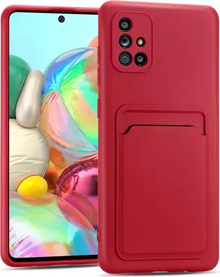 Produktbild von Conie Schutzhülle für Samsung Galaxy A71 mit Kartenfach Tasche Case Cover Bumper Silikon Hülle in Rot