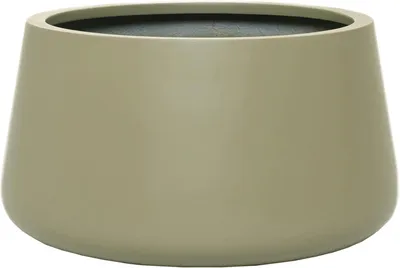 Image de VIVANNO Pot de fleurs en fibre de verre GORDO Rond, vert boue mat - 52x29 cm