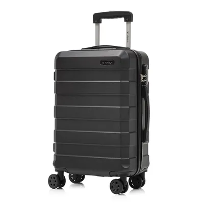Produktbild von Koffer Trolley Reisekoffer Suitcase, Rollkoffer Handgepäck ,mit 4 Rollen360°, Hartschalenreisekoffer, Zahlenschloss, Weicher Gummigriff(L, Schwarz)