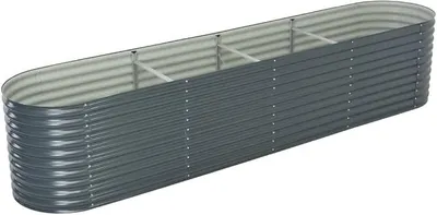 Imagen del producto de Silecomplaza, jardinera elevada de acero, color gris, 400x80x81 cm. Ideal para cultivar verduras, plantas y para usar como invernadero en el jardín